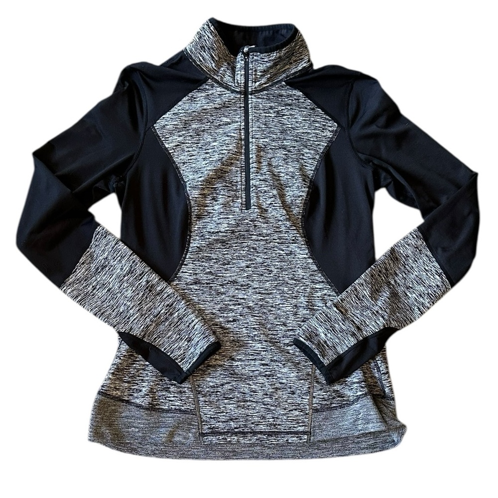 ZELLA black & gray 3/4 zip high mock neck pullover jacket athletic top sz Medium